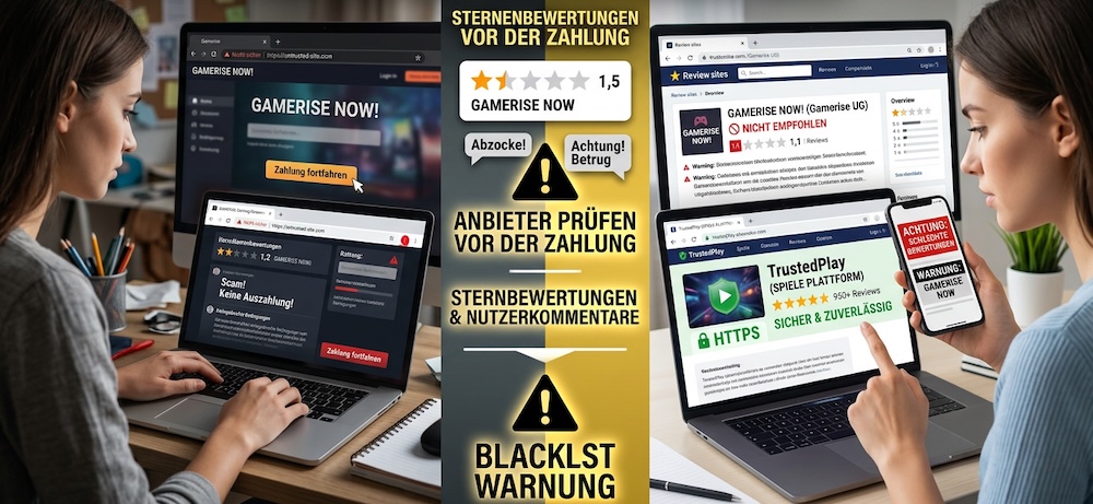 Anbieter prüfen vor der Zahlung