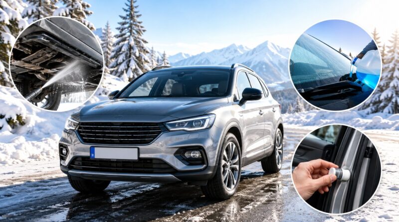 Autopflege im Winter: Unterboden, Scheiben, Gummi