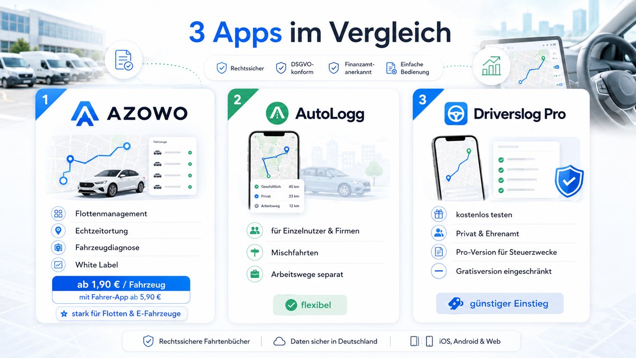 AZOWO, AutoLogg und Driverslog Pro