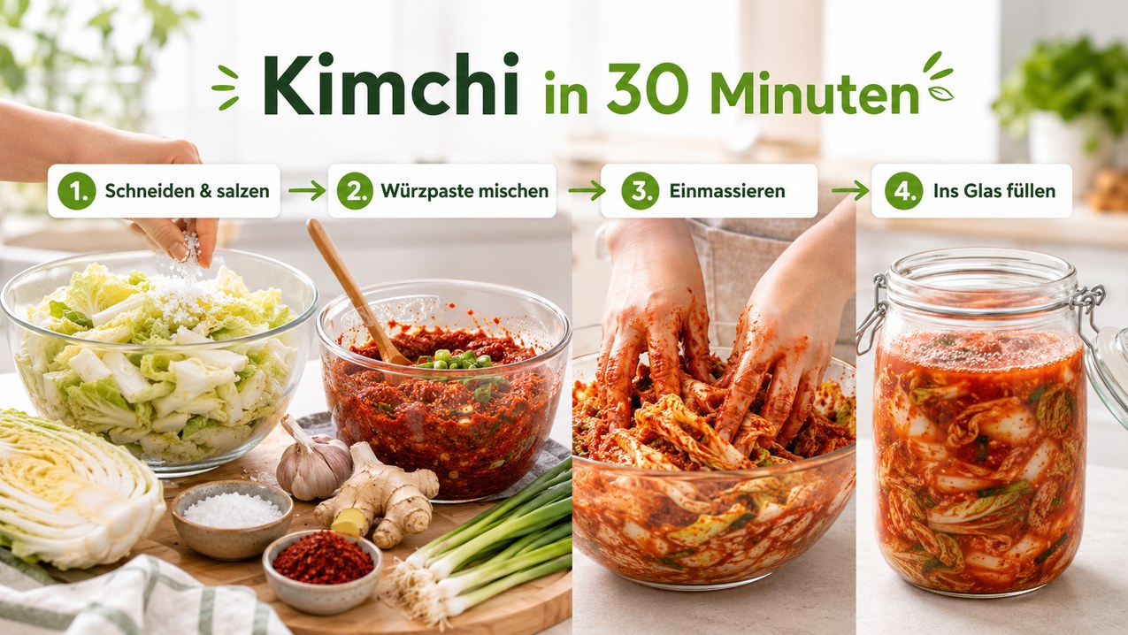Schritt für Schritt: So entsteht Kimchi in 30 Minuten
