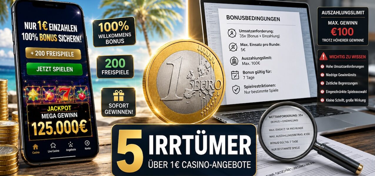 5 häufige Missverständnisse über Casinos mit 1€ Mindesteinzahlung – Mythen zu Boni, Umsatzanforderungen und Auszahlungen