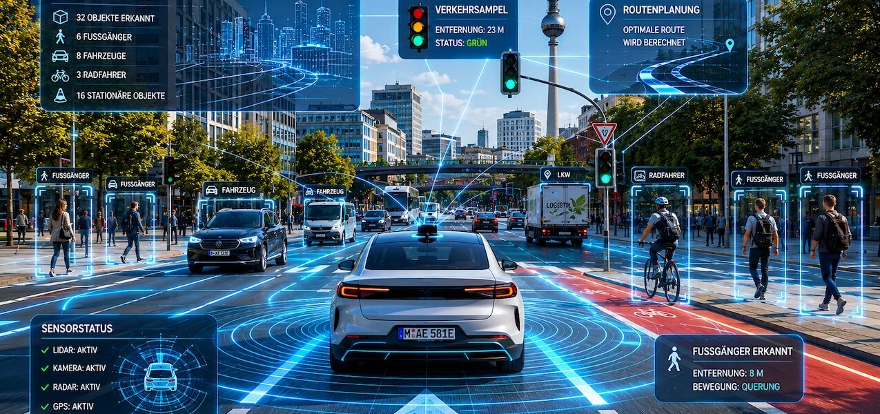 Wie funktionieren selbstfahrende Autos technisch? (Sensoren, KI, Software)