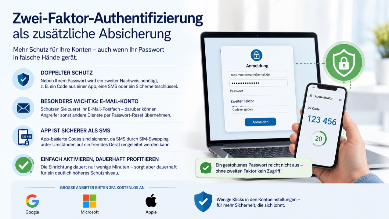 Zwei-Faktor-Authentifizierung als zusätzliche Absicherung