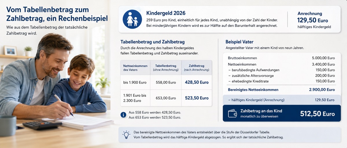 Kindergeld, Zahlbetrag und eine Beispielrechnung