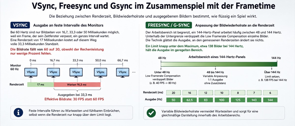 Was VSync, Freesync und Gsync an der Bildausgabe ändern