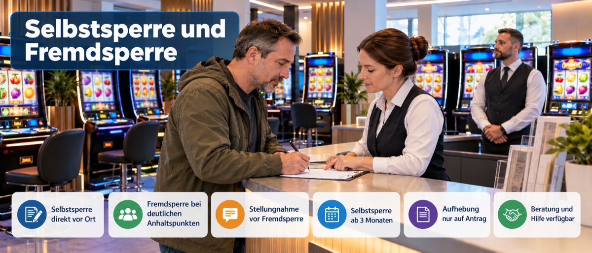 Selbstsperre und Fremdsperre direkt in der Spielhalle